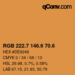 カラーコード: RGB 222.7 146.6 70.6 | qconv.com