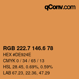 カラーコード: RGB 222.7 146.6 78 | qconv.com