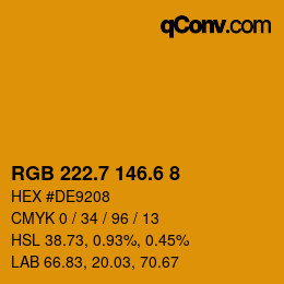 カラーコード: RGB 222.7 146.6 8 | qconv.com
