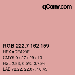 カラーコード: RGB 222.7 162 159 | qconv.com