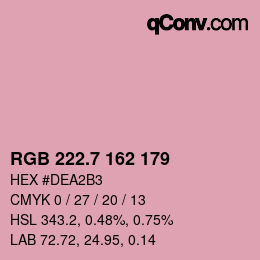 カラーコード: RGB 222.7 162 179 | qconv.com