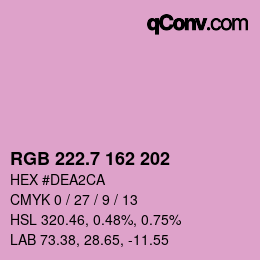 カラーコード: RGB 222.7 162 202 | qconv.com