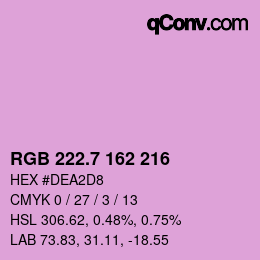 カラーコード: RGB 222.7 162 216 | qconv.com