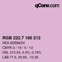 カラーコード: RGB 222.7 180 212 | qconv.com