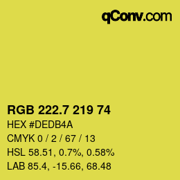 カラーコード: RGB 222.7 219 74 | qconv.com