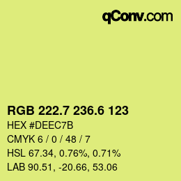 カラーコード: RGB 222.7 236.6 123 | qconv.com
