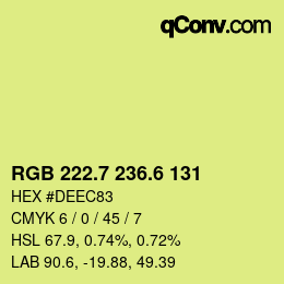 カラーコード: RGB 222.7 236.6 131 | qconv.com