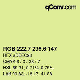 カラーコード: RGB 222.7 236.6 147 | qconv.com
