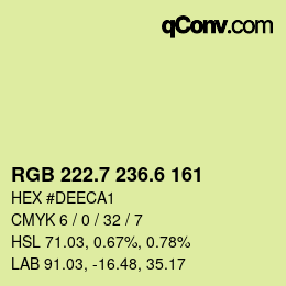 カラーコード: RGB 222.7 236.6 161 | qconv.com