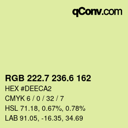 カラーコード: RGB 222.7 236.6 162 | qconv.com