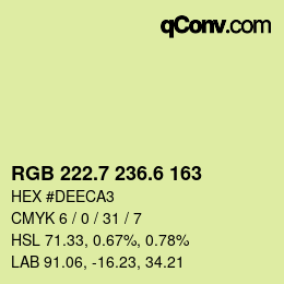 カラーコード: RGB 222.7 236.6 163 | qconv.com