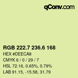 カラーコード: RGB 222.7 236.6 168 | qconv.com