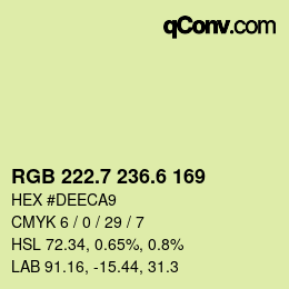 カラーコード: RGB 222.7 236.6 169 | qconv.com