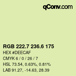 カラーコード: RGB 222.7 236.6 175 | qconv.com