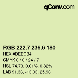 カラーコード: RGB 222.7 236.6 180 | qconv.com