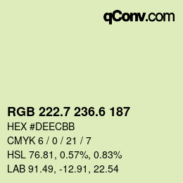 カラーコード: RGB 222.7 236.6 187 | qconv.com