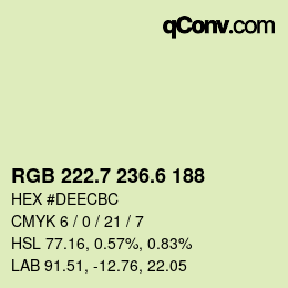 カラーコード: RGB 222.7 236.6 188 | qconv.com