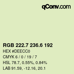 カラーコード: RGB 222.7 236.6 192 | qconv.com