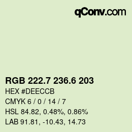 カラーコード: RGB 222.7 236.6 203 | qconv.com
