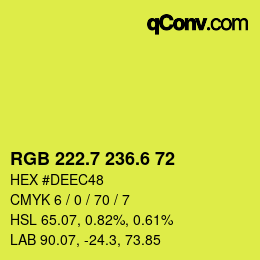 カラーコード: RGB 222.7 236.6 72 | qconv.com