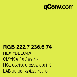 カラーコード: RGB 222.7 236.6 74 | qconv.com
