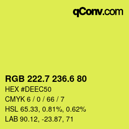 カラーコード: RGB 222.7 236.6 80 | qconv.com