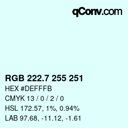 カラーコード: RGB 222.7 255 251 | qconv.com