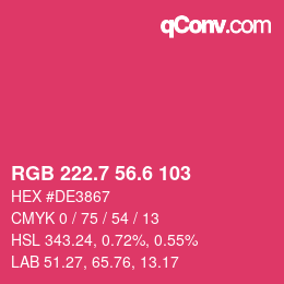 カラーコード: RGB 222.7 56.6 103 | qconv.com