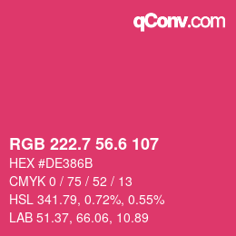カラーコード: RGB 222.7 56.6 107 | qconv.com