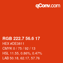 カラーコード: RGB 222.7 56.6 17 | qconv.com