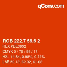 カラーコード: RGB 222.7 56.6 2 | qconv.com