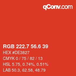 カラーコード: RGB 222.7 56.6 39 | qconv.com