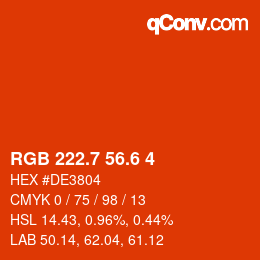 カラーコード: RGB 222.7 56.6 4 | qconv.com