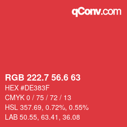 カラーコード: RGB 222.7 56.6 63 | qconv.com