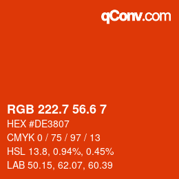 カラーコード: RGB 222.7 56.6 7 | qconv.com