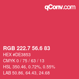 カラーコード: RGB 222.7 56.6 83 | qconv.com