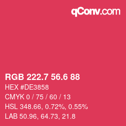 カラーコード: RGB 222.7 56.6 88 | qconv.com
