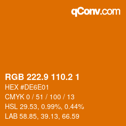 カラーコード: RGB 222.9 110.2 1 | qconv.com