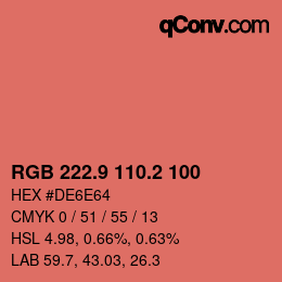 Farbcode: RGB 222.9 110.2 100 | qconv.com