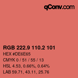 カラーコード: RGB 222.9 110.2 101 | qconv.com