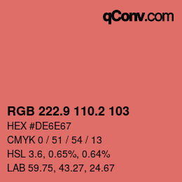 カラーコード: RGB 222.9 110.2 103 | qconv.com