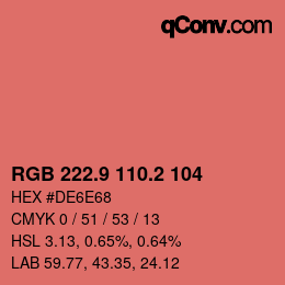 Farbcode: RGB 222.9 110.2 104 | qconv.com