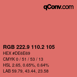 Color code: RGB 222.9 110.2 105 | qconv.com