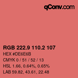 カラーコード: RGB 222.9 110.2 107 | qconv.com