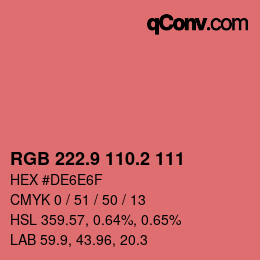 カラーコード: RGB 222.9 110.2 111 | qconv.com