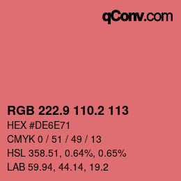 カラーコード: RGB 222.9 110.2 113 | qconv.com