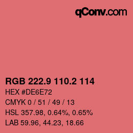 Code couleur: RGB 222.9 110.2 114 | qconv.com