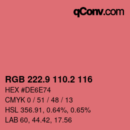 カラーコード: RGB 222.9 110.2 116 | qconv.com