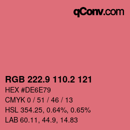 カラーコード: RGB 222.9 110.2 121 | qconv.com