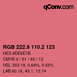 カラーコード: RGB 222.9 110.2 123 | qconv.com